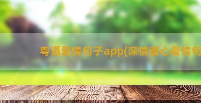 粤语爱情句子app(深情暖心爱情句子)